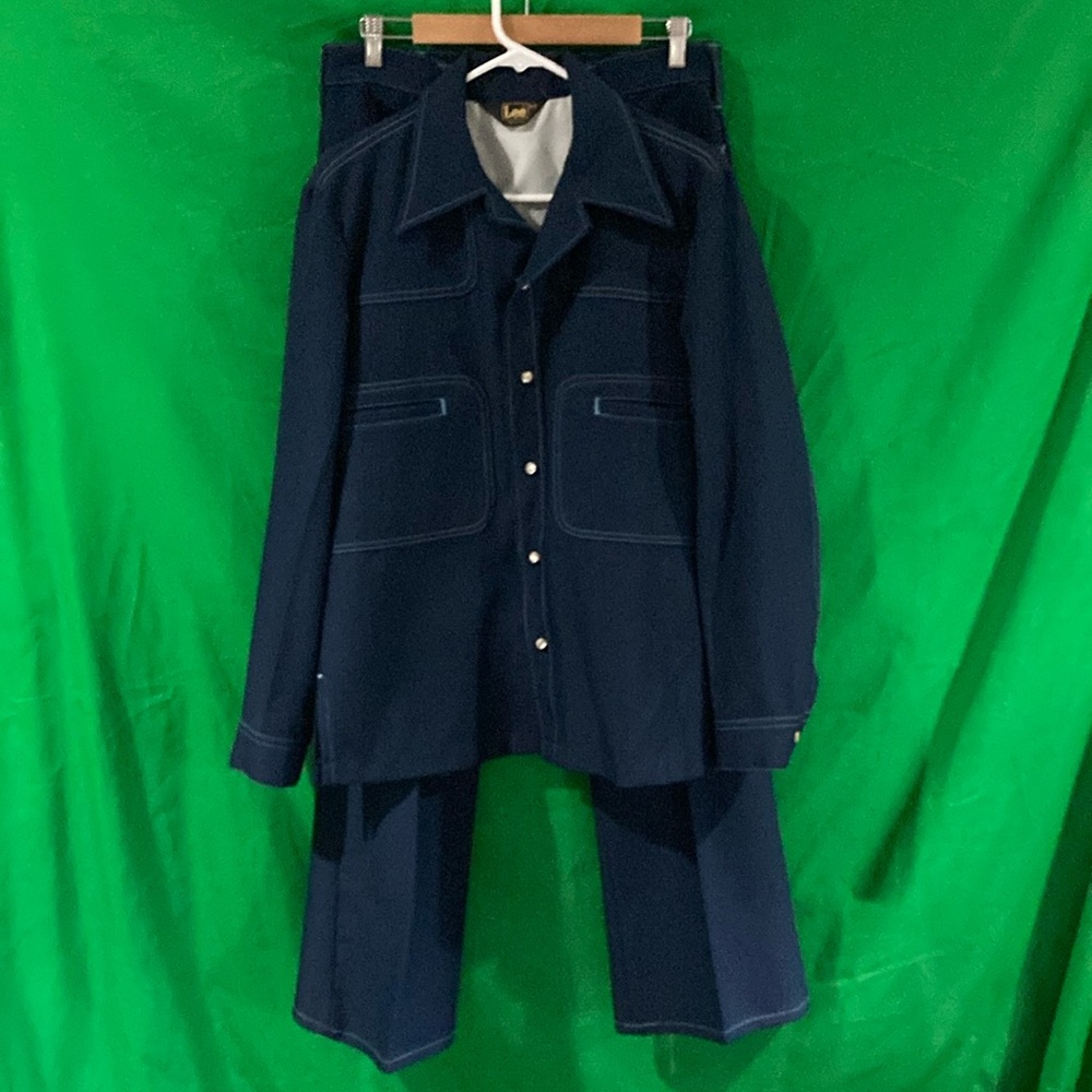 Lee 2 piece 1970s Navy Western Rancher Leisure suit